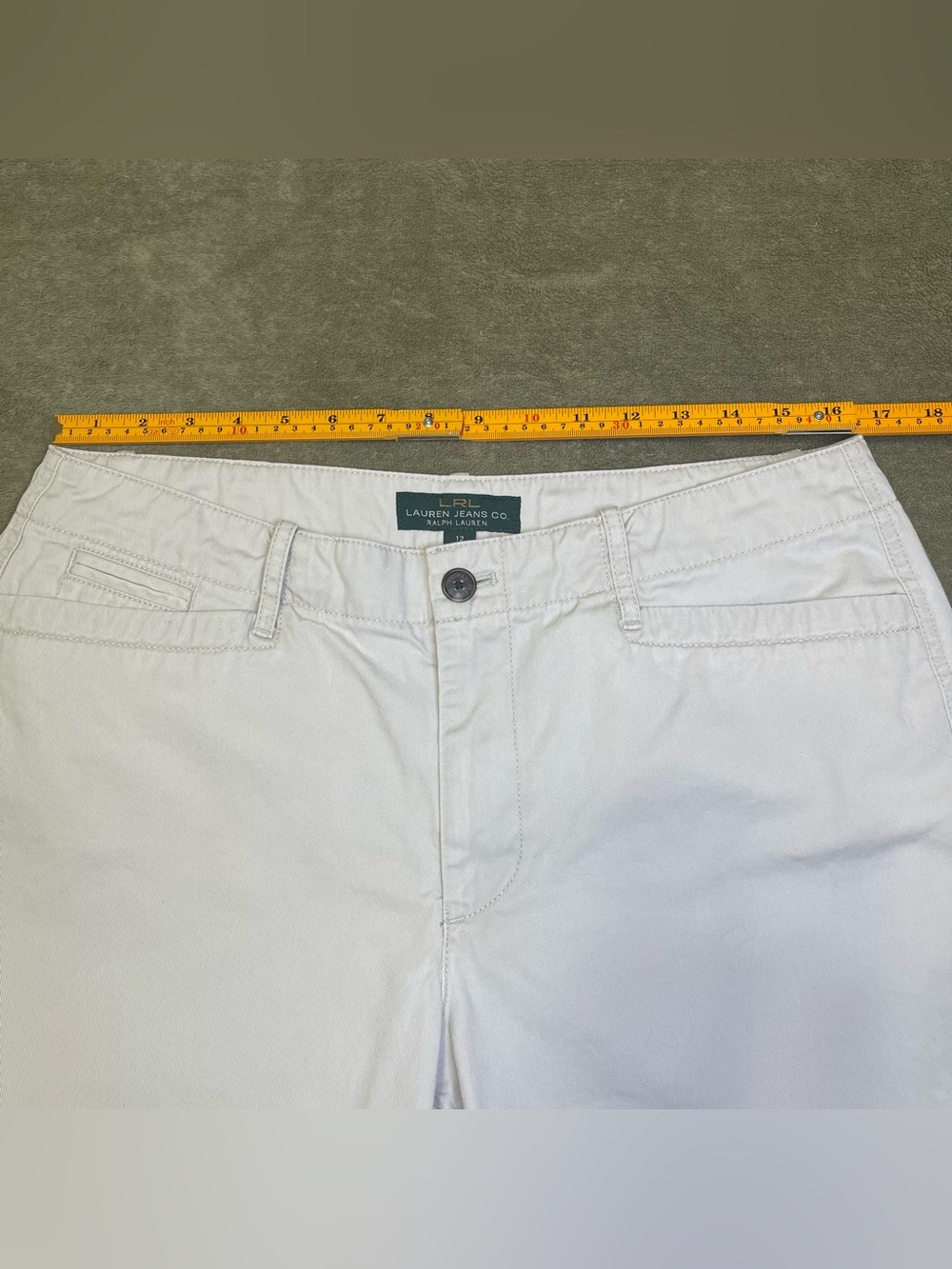 LRL Lauren Jeans Co. Vtg Ralph Lauren Women's 12 Chino Shorts Khaki 100% Cotton - Picture 6 of 7